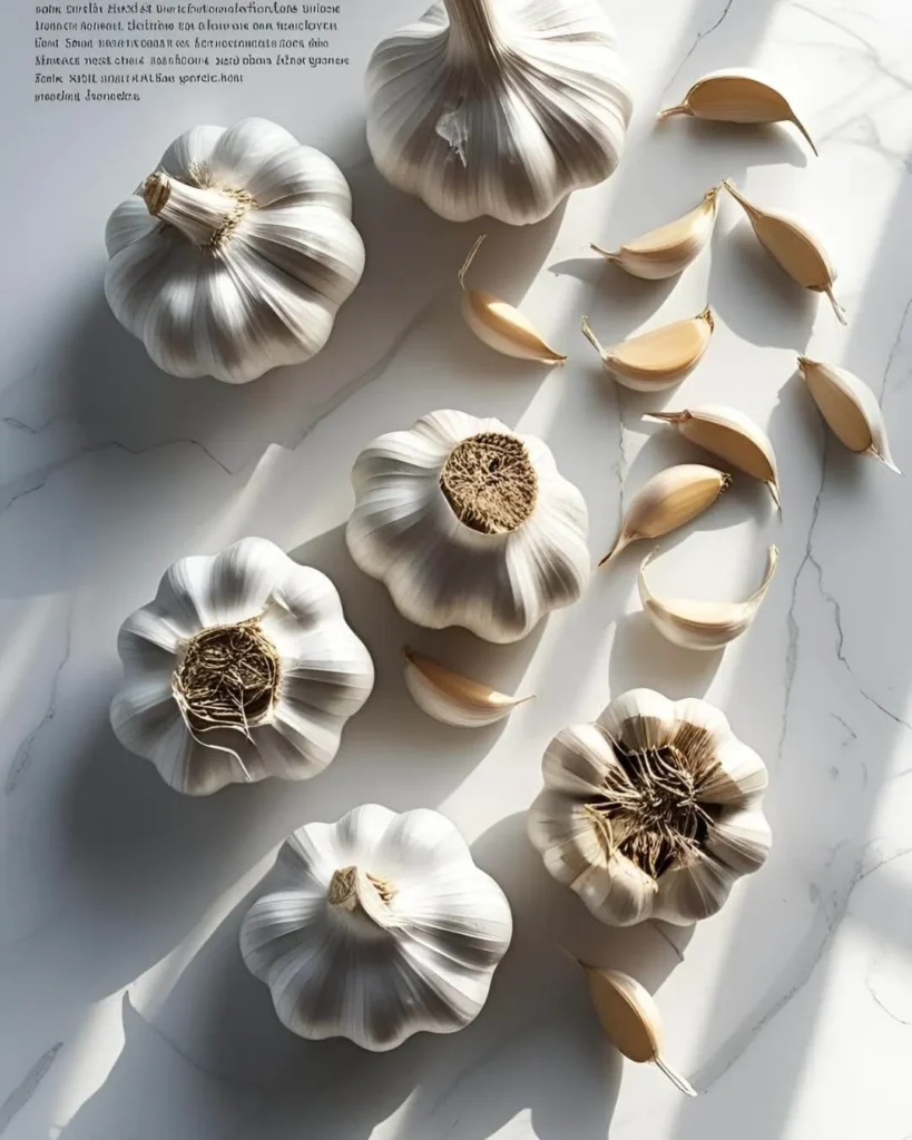 Fresh garlic cloves and whole bulbs for homemade spaghetti sauce