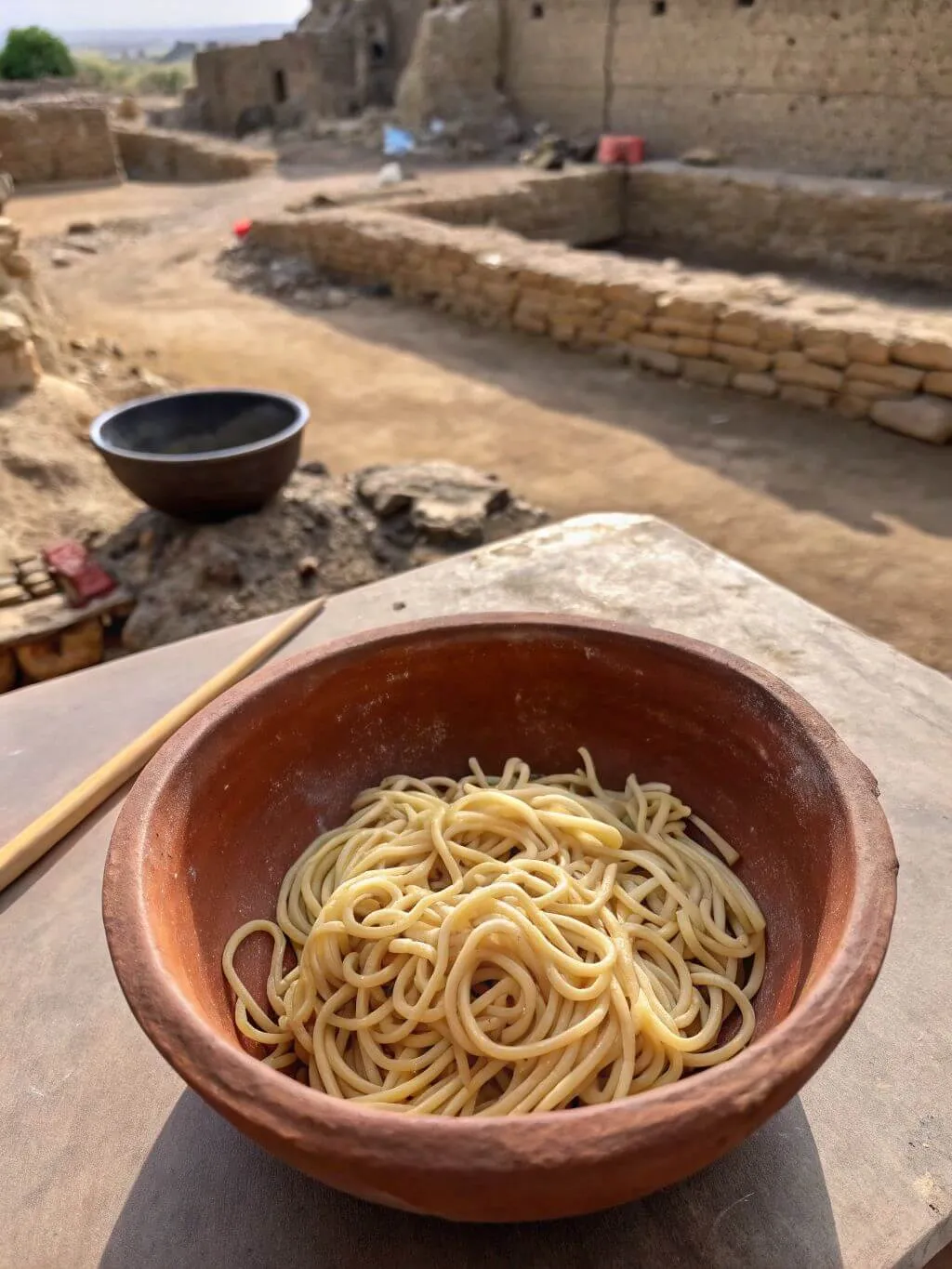 evolution-of-noodles-ancient-clay-bowl Ancient-style millet noodles in clay bowl – The Evolution of Noodles