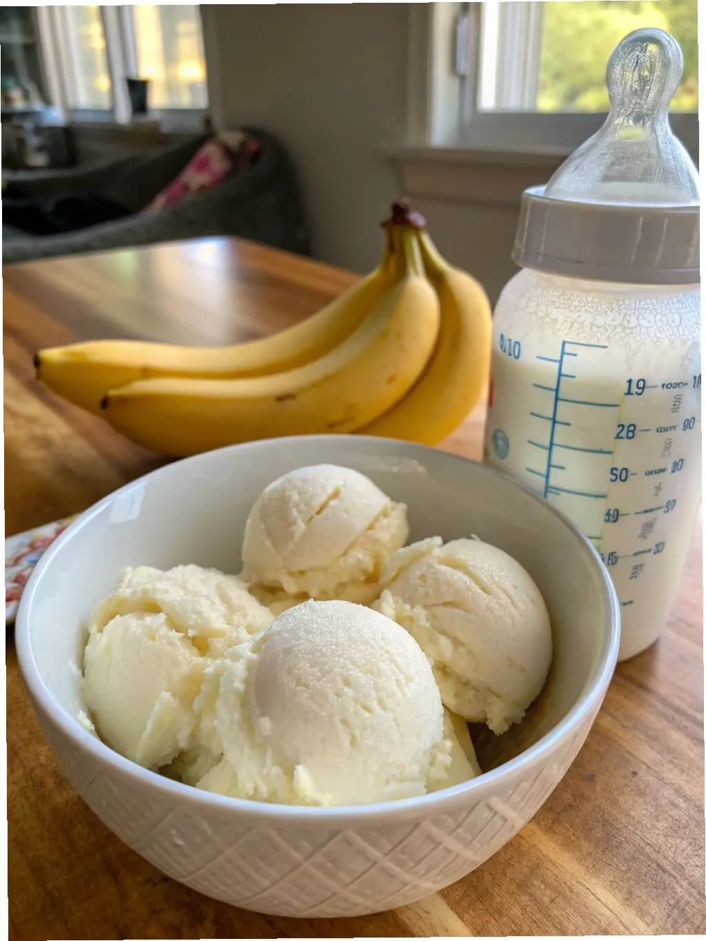 breast milk ice cream homemade in a bowl.