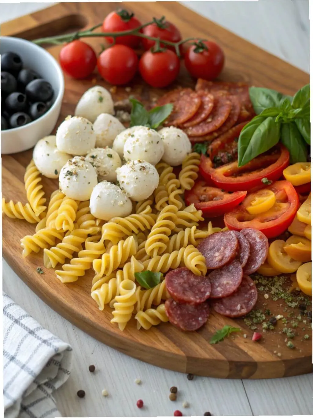 easy-antipasto-pasta-salad-ingredients Italian pasta salad ingredients for Easy Antipasto Pasta Salad